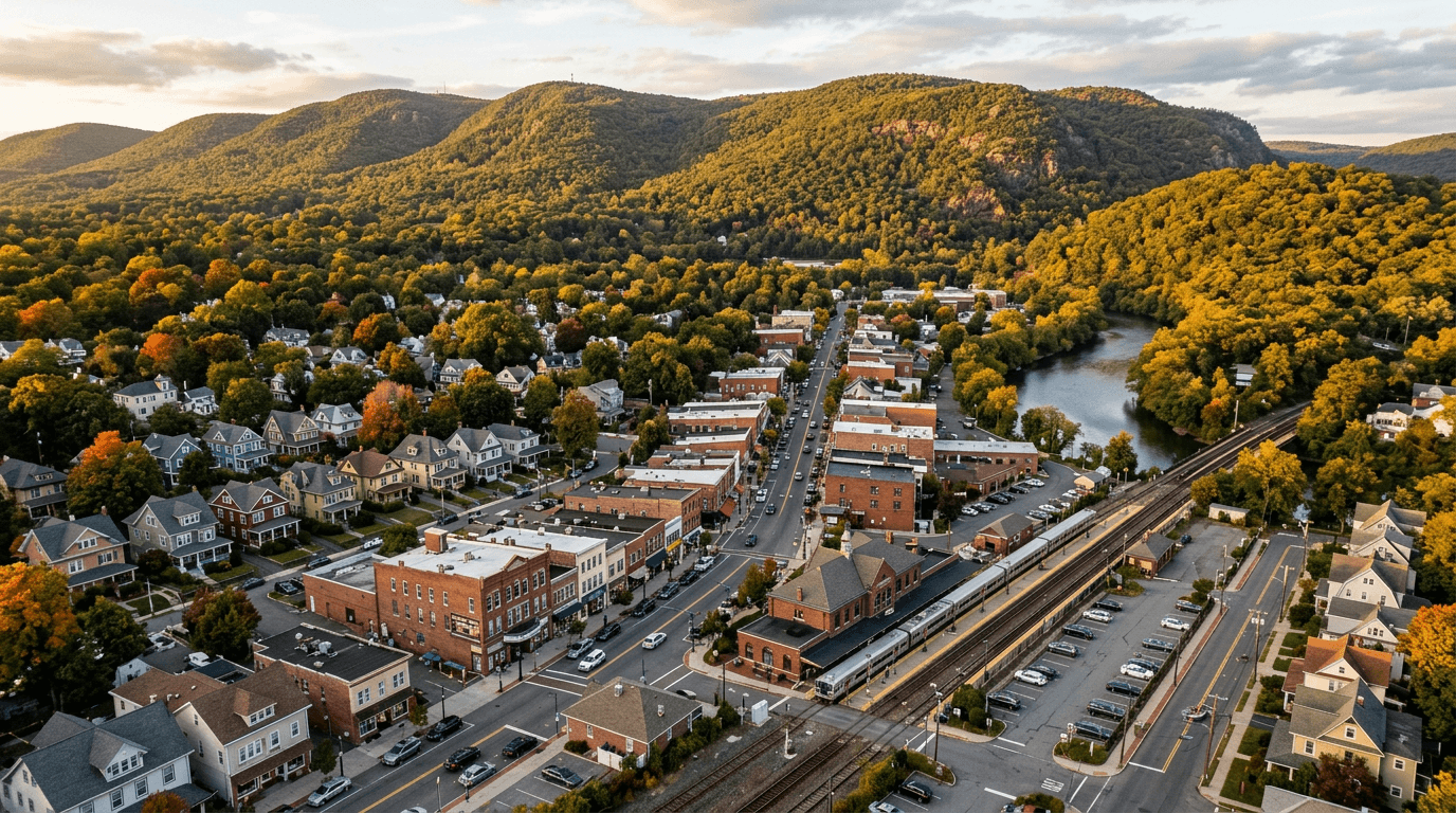 Aerial view of Suffern, New York