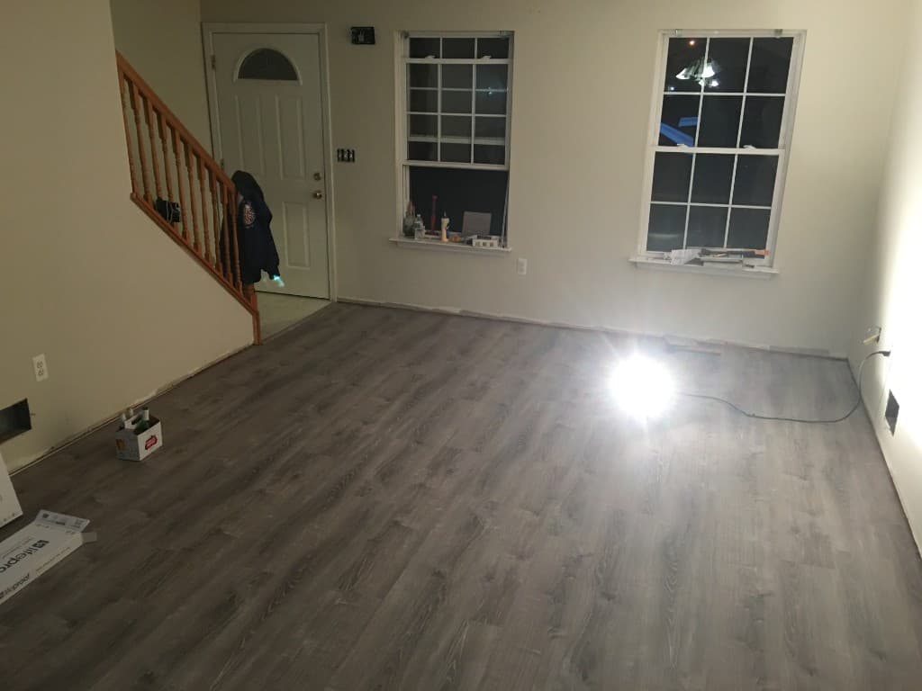 Vinyl plank flooring freshly installed in a Rockland County living room